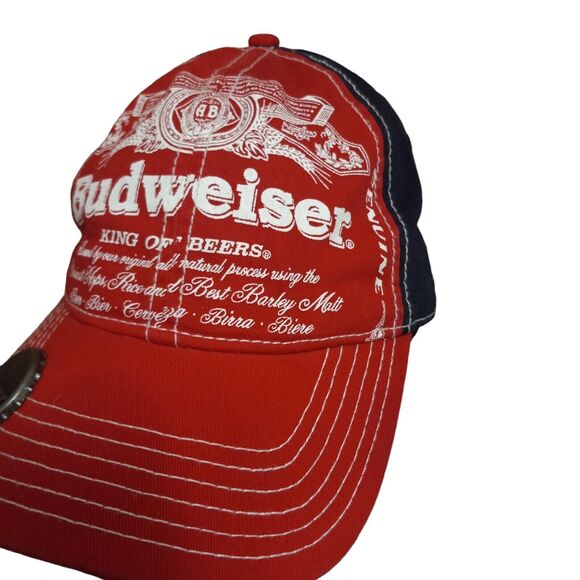 Anheuser Busch Budweiser Beer Hat Red White and Blue Adjustable Strap back - Picture 6 of 12